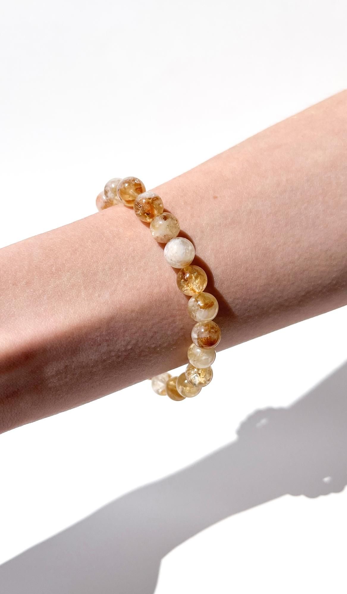 دستبند سیترین طبیعی مهره گرد - Image 2