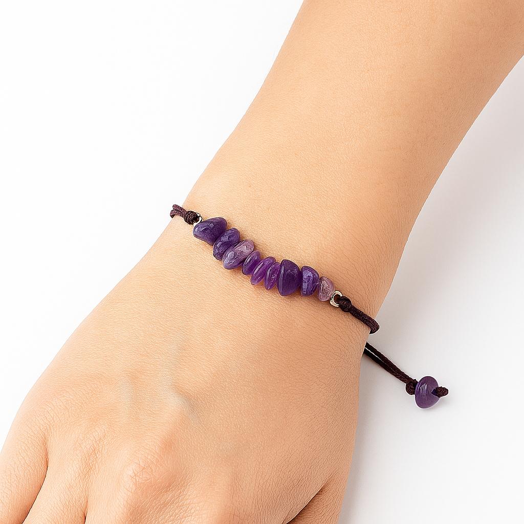 دستبند آمیتیست چیپسی | آرامش ذهن، شهود و تعادل احساسی