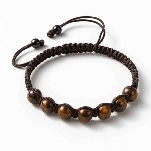 دستبند بافت چشم ببر مهره گرد تمرکز، اراده و محافظت درونی