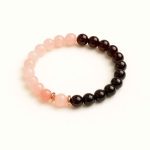 دستبند گارنت و رز کوارتز مهره گرد
