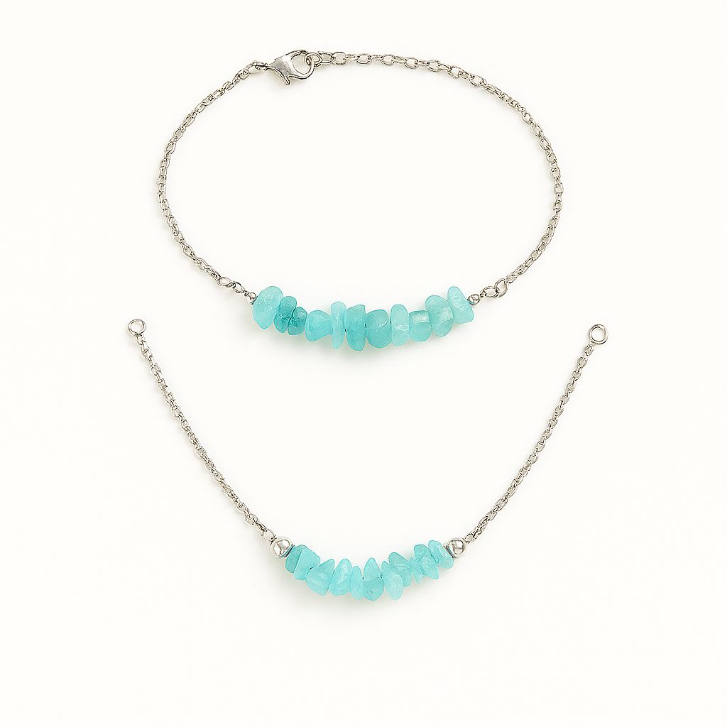 ست طوق و دستبند آکوامارین مهره شکسته هماهنگی، آرامش و زیبایی طبیعی