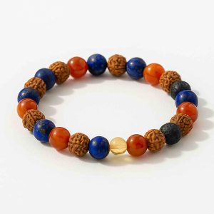 دستبند رودراکشا، سیترین و لاجورد و کارنلین