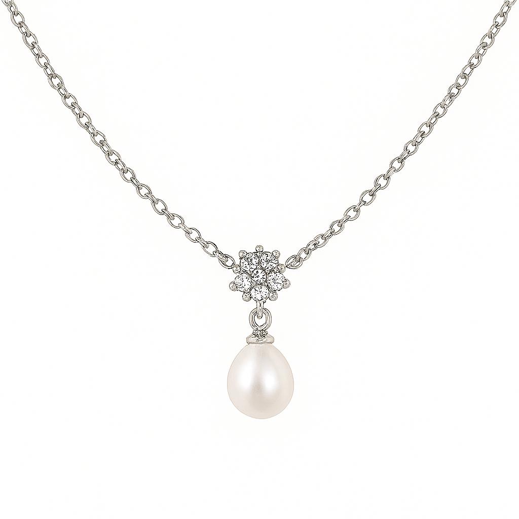 گردنبند نقره ایتالیایی مدل گل یاس