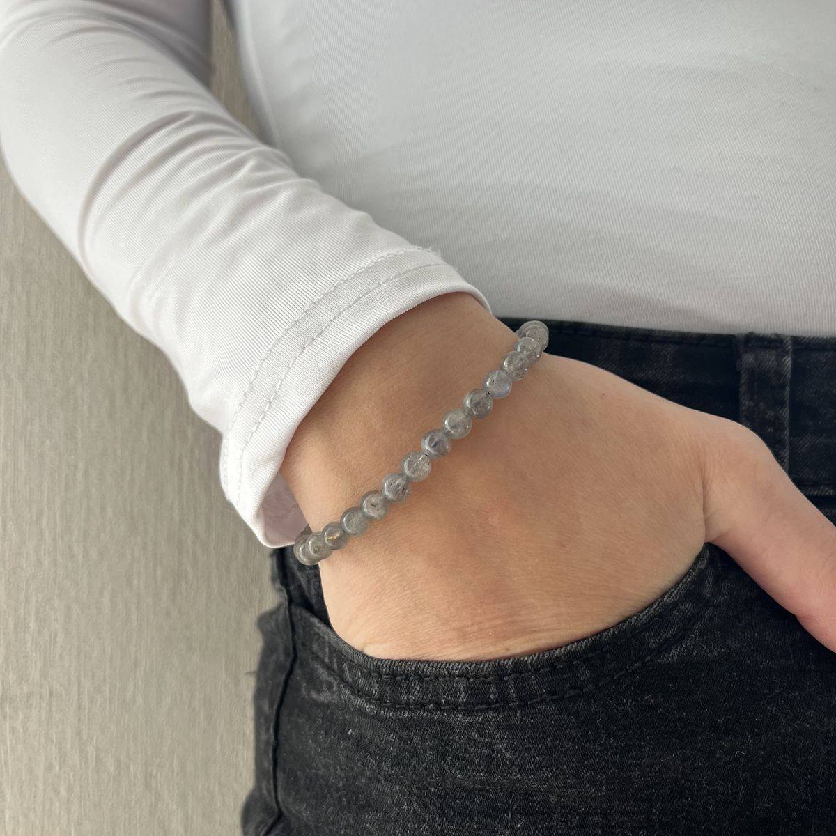 دستبند لابرادوریت مهره گرد