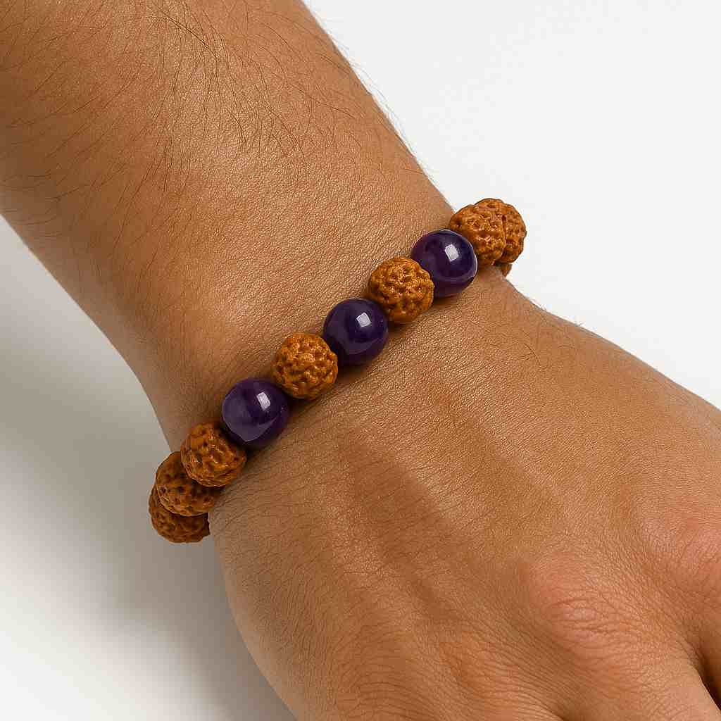 دستبند میکس رودراکشا و آمیتیست سوبی گالری