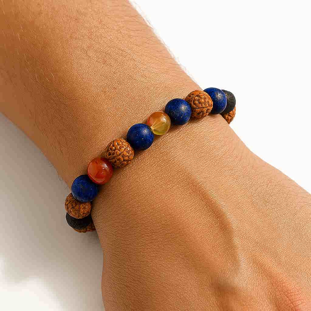 دستبند رودراکشا، سیترین و لاجورد و کارنلین - Image 2