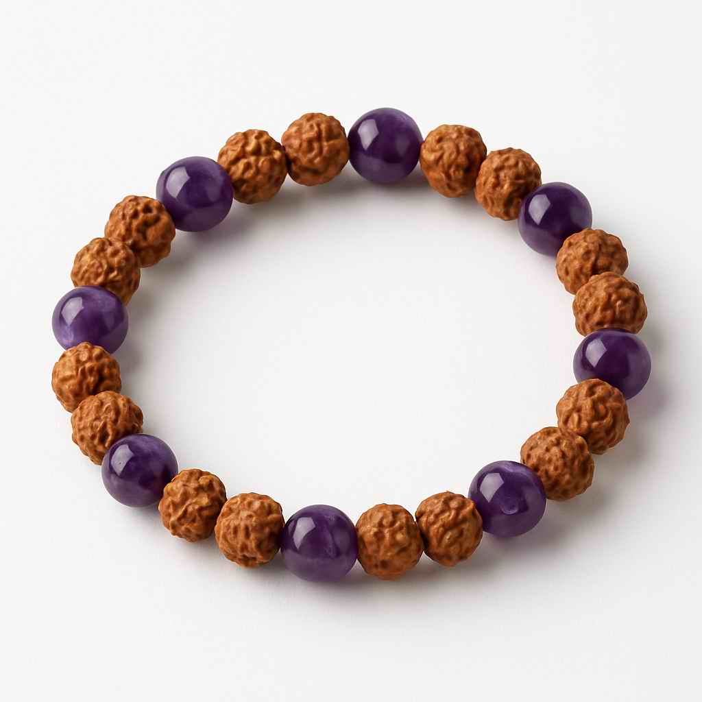 دستبند میکس رودراکشا و آمیتیست سوبی گالری