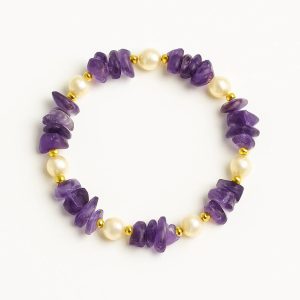 دستبند مروارید پرورشی و آمیتیست
