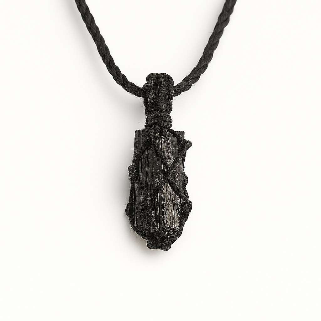 گردنبند راف بلک تورمالین مکرومه