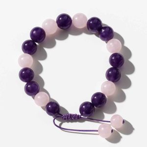 دستبند رزکوارتز و آمیتیست