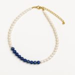 گردنبند مروارید پرورشی و لاجورد سوبی گالری