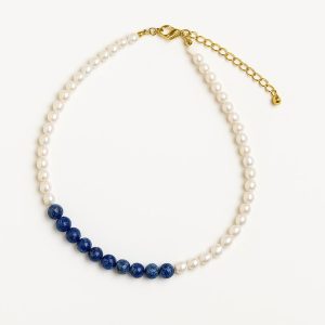 گردنبند مروارید پرورشی و لاجورد سوبی گالری