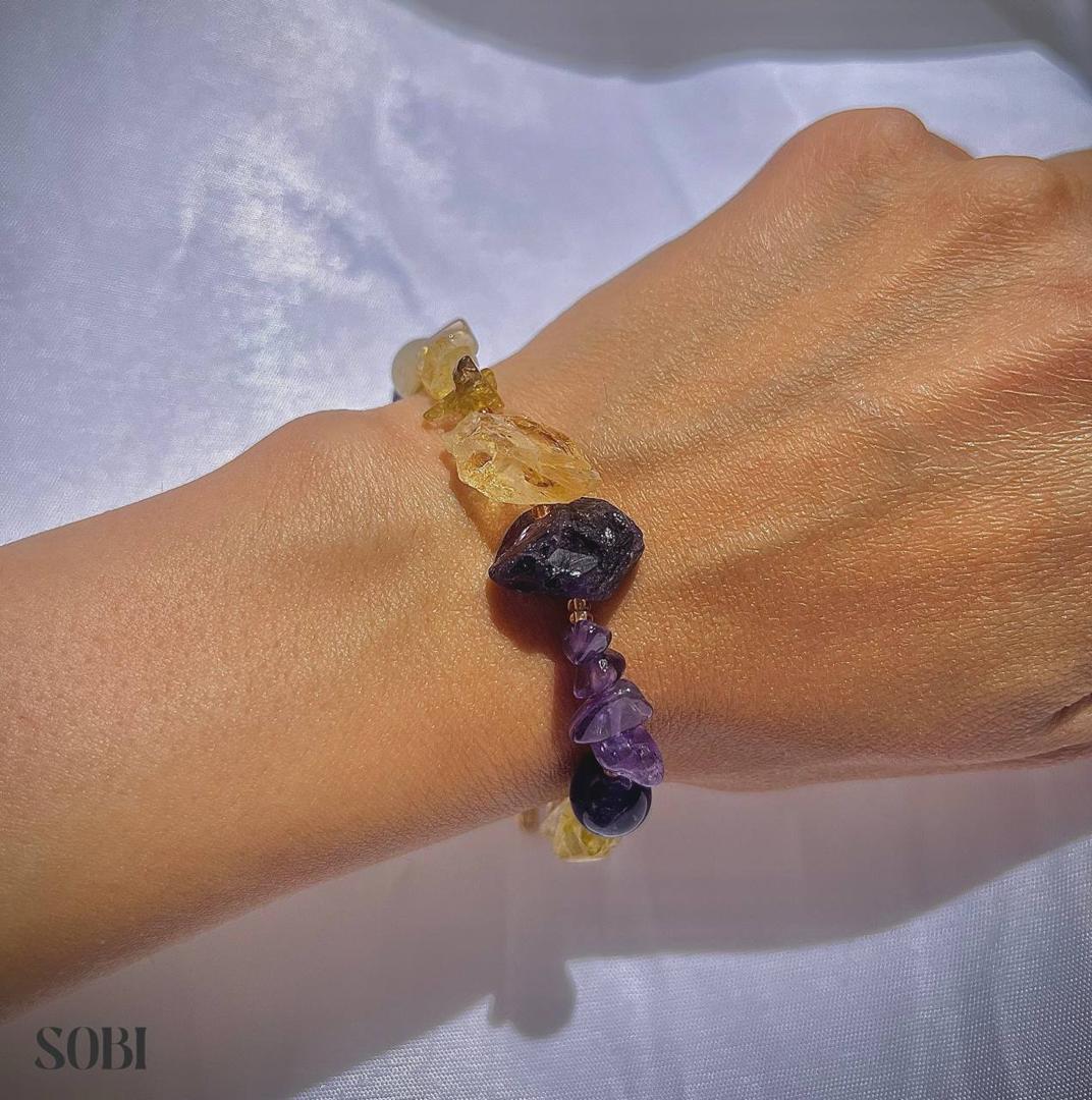دستبند سیترین و آمیتیست