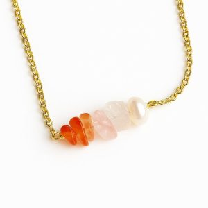 ست گردنبند و دستبند مروارید طبیعی، رزکوارتز و کارنلین سوبی گالری