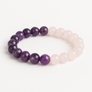 دستبند رزکوارتز و آمیتیست