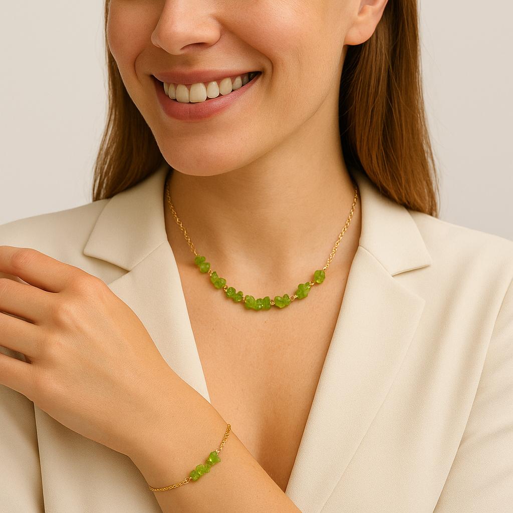 دستبند زبرجد با زنجیر