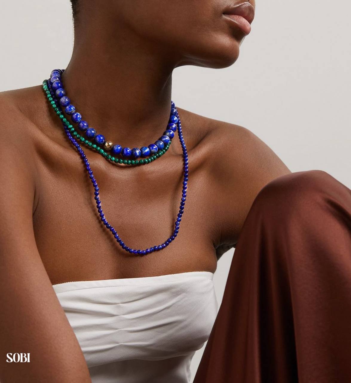 گردنبند لاجورد با گوی طلایی سوبی گالری