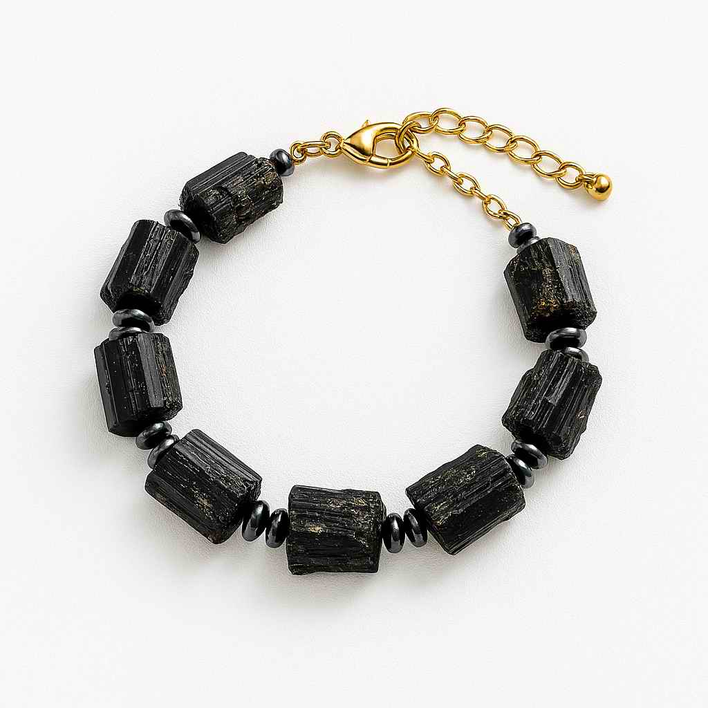 دستبند بلک تورمالین و حدید