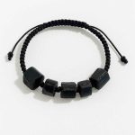 دستبند تورمالین سیاه بافت راف