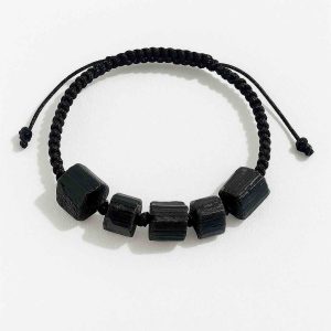 دستبند تورمالین سیاه بافت راف