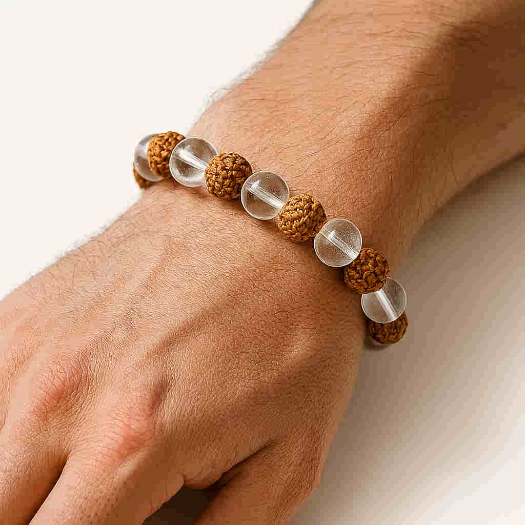 دستبند رودراکشا و کوارتز شفاف سوبی گالری