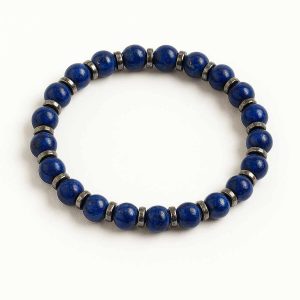 دستبند مردانه حدید و لاجورد