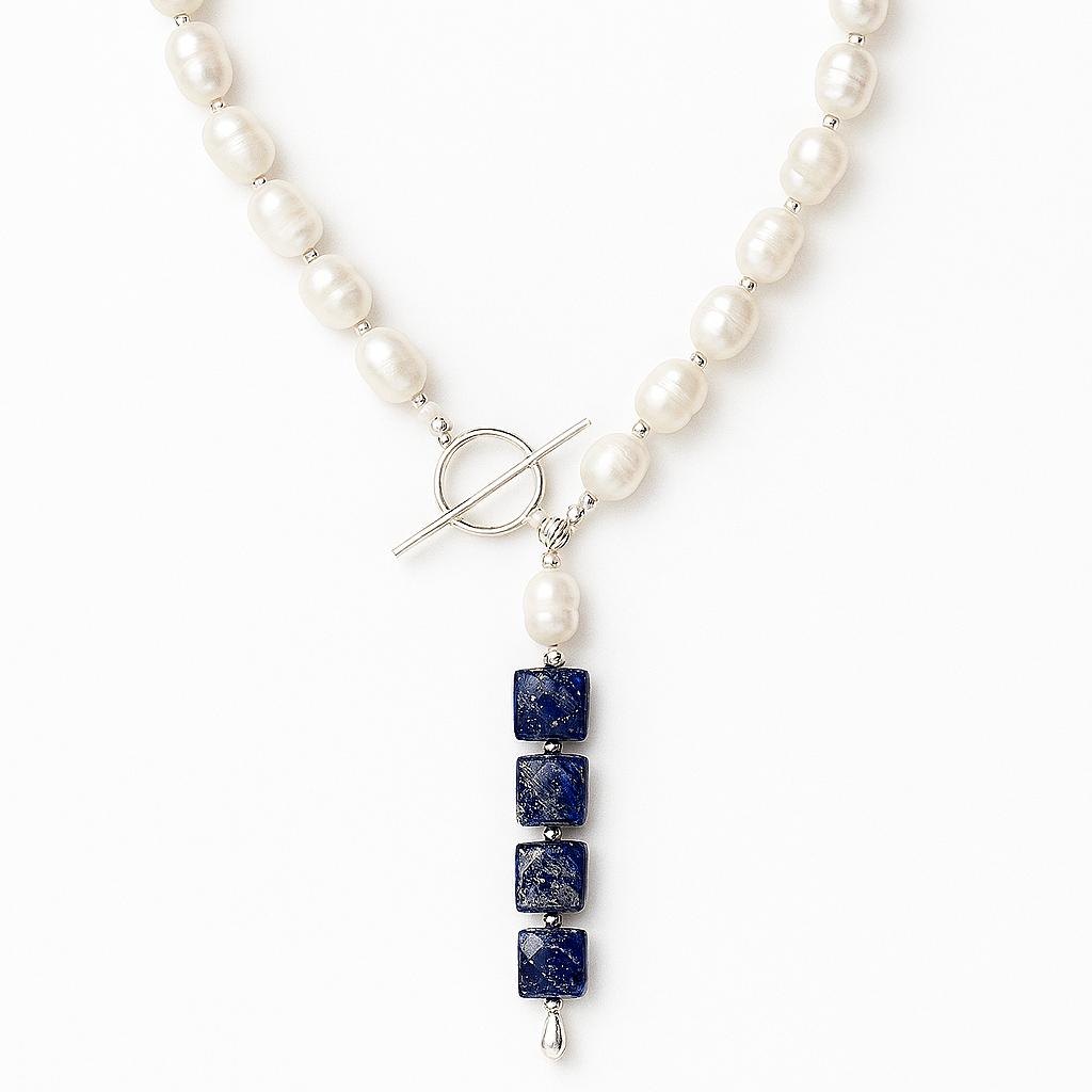 گردنبند مروارید و لاجورد