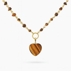 گردنبند چشم ببر با آویز قلب