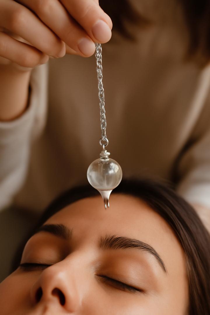 پاندول کوارتز شفاف با زنجیر