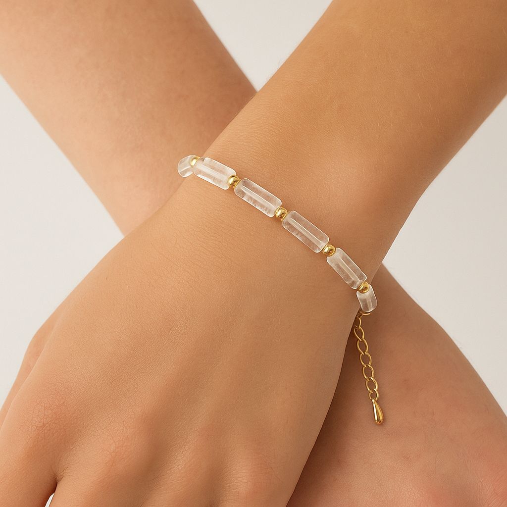 دستبند کوارتز شفاف لولهای