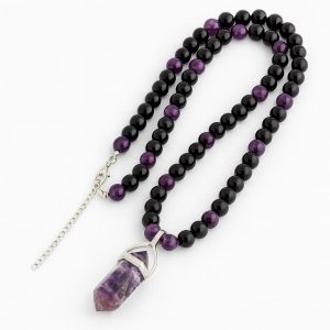 گردنبند بلک تورمالین و آمیتیست