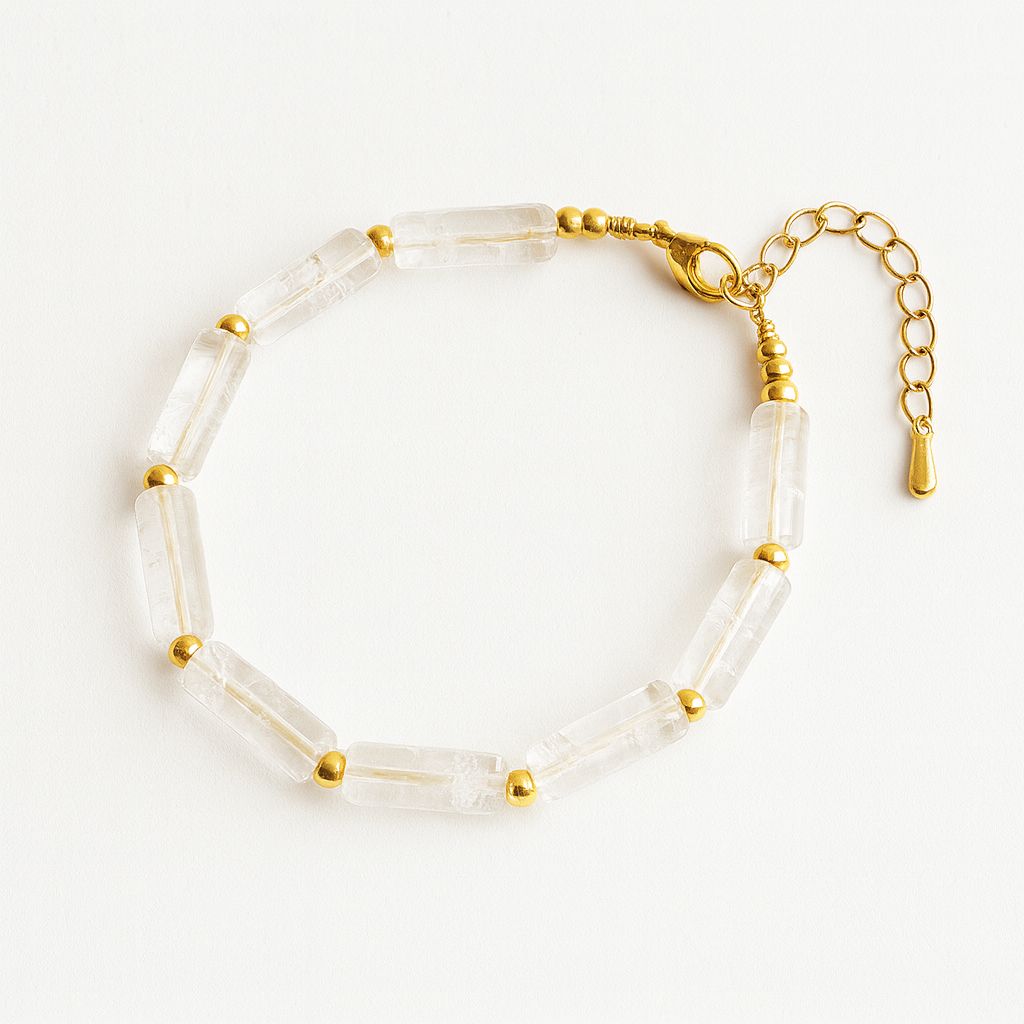 دستبند کوارتز شفاف لولهای