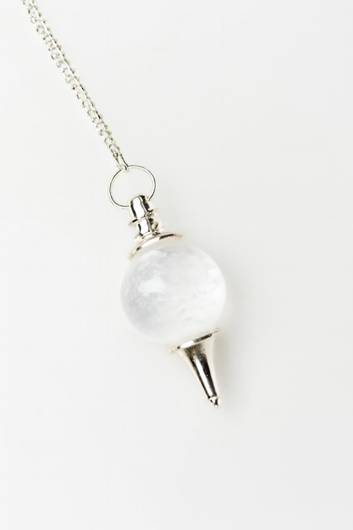 پاندول کوارتز شفاف با زنجیر