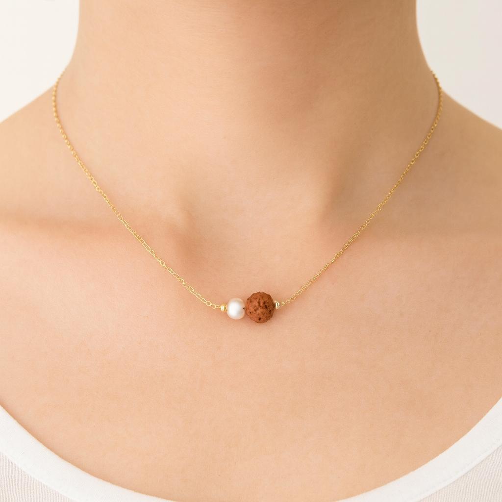 گردنبند رودراکشا و مروارید