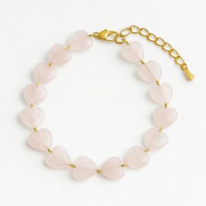 دستبند رزکوارتز قلبی