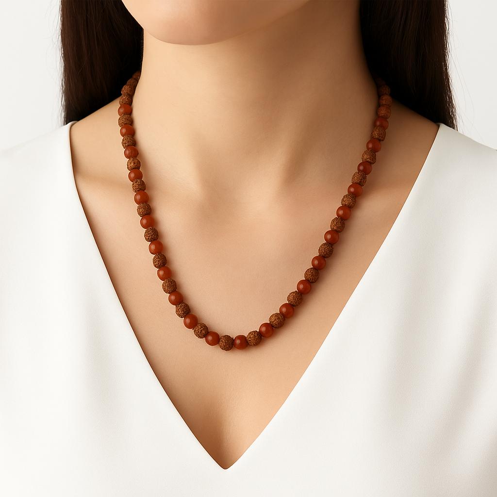 گردنبند رودراکشا و کارنلین