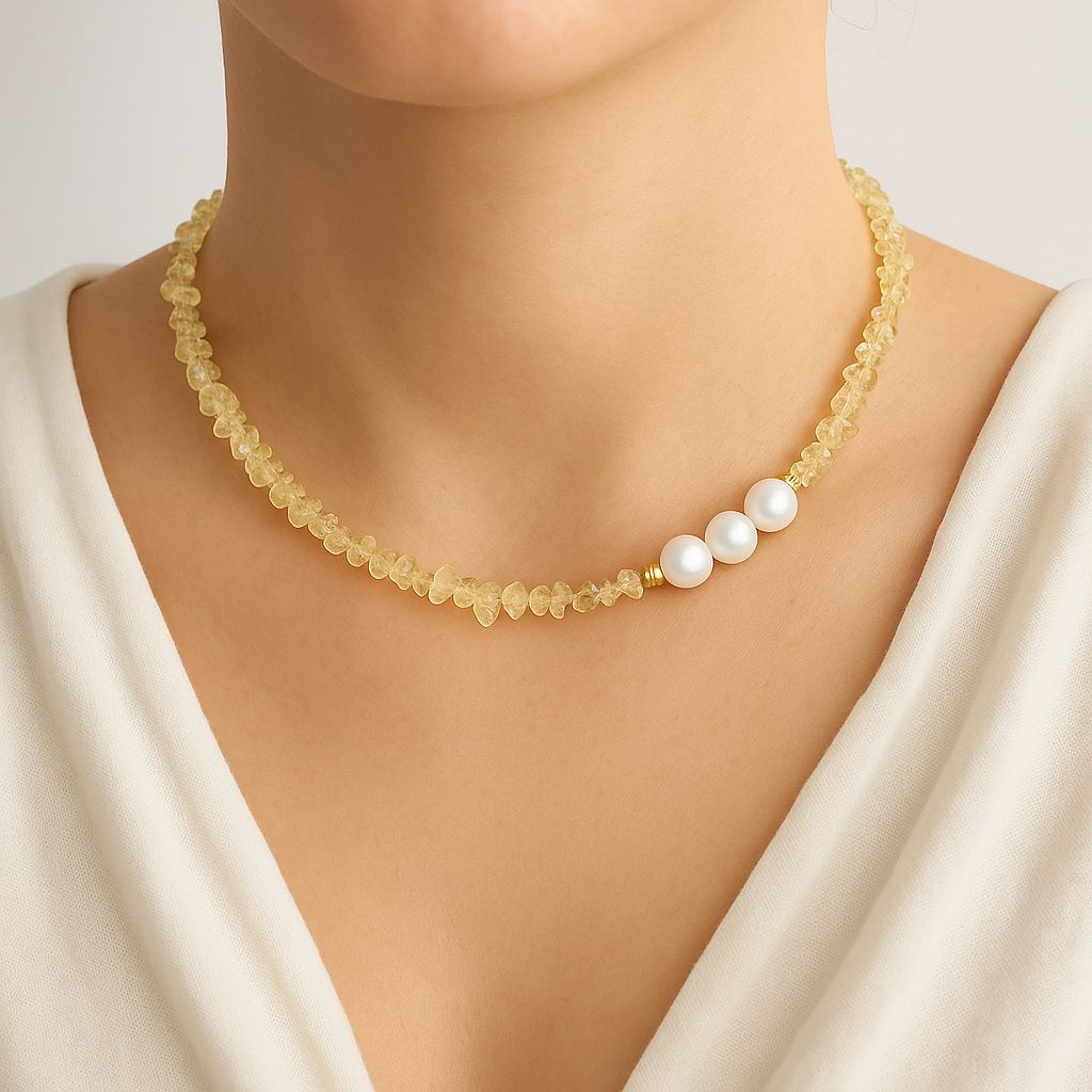 گردنبند سیترین و مروارید