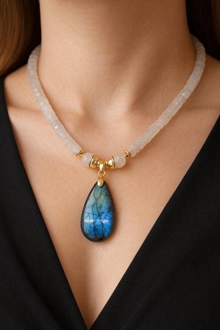 گردنبند کوارتز و لابرادوریت