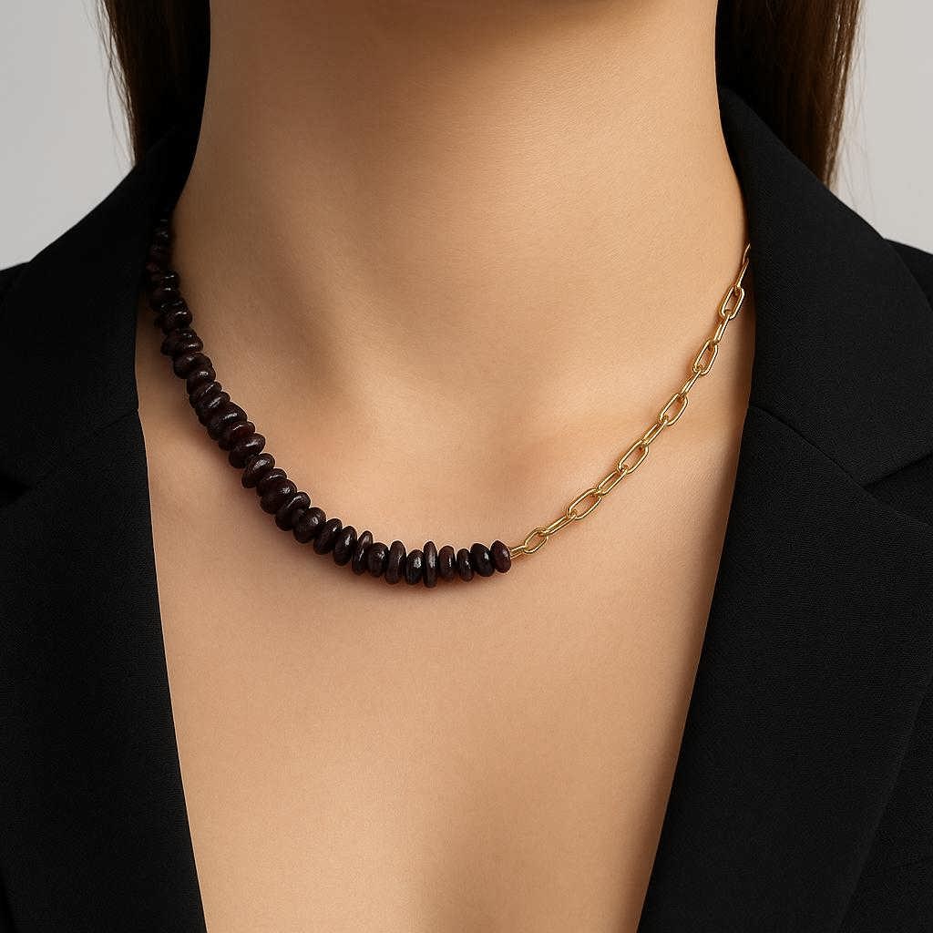 گردنبند گارنت و زنجیر