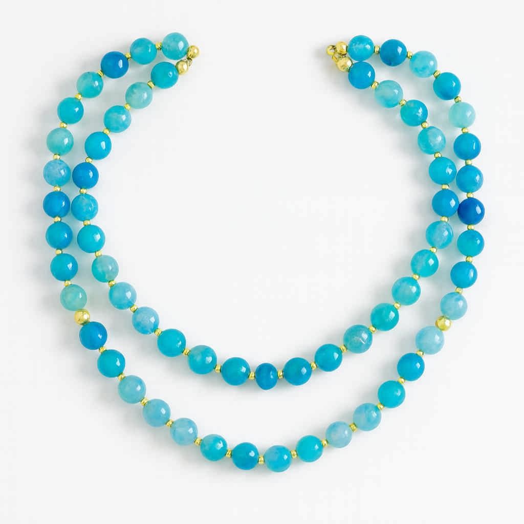 گردنبند دو لاین عقیق آبی سوبی گالری