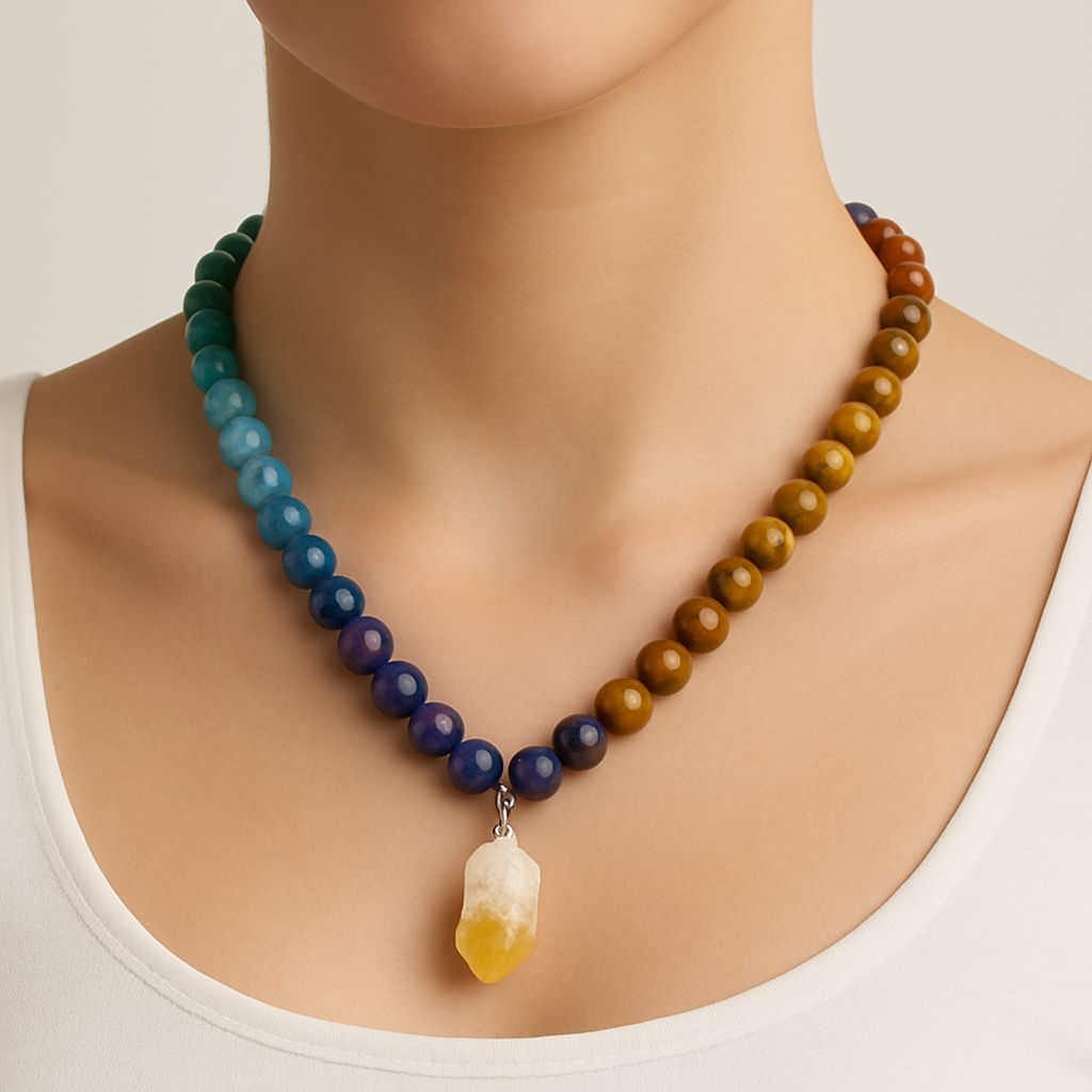 گردنبند هفت چاکرا با آویز سیترین سوبی گالری