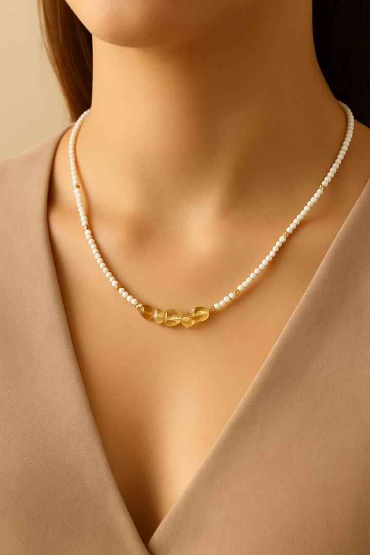 گردنبند سیترین و مونجوق سوبی گالری