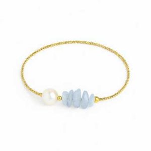 دستبند آکوامارین و مروارید سوبی گالری