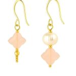 گوشواره ونکلیف رزکوارتز و مروارید پرورشی سوبی گالری