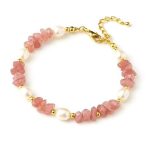 دستبند کوارتز توتفرنگی و مروارید پرورشی سوبی گالری