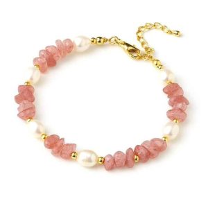 دستبند کوارتز توت‌فرنگی و مروارید پرورشی سوبی گالری