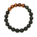 دستبند لاوا و چشم ببر و عقیق خزه