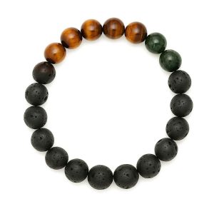 دستبند لاوا و چشم ببر و عقیق خزه