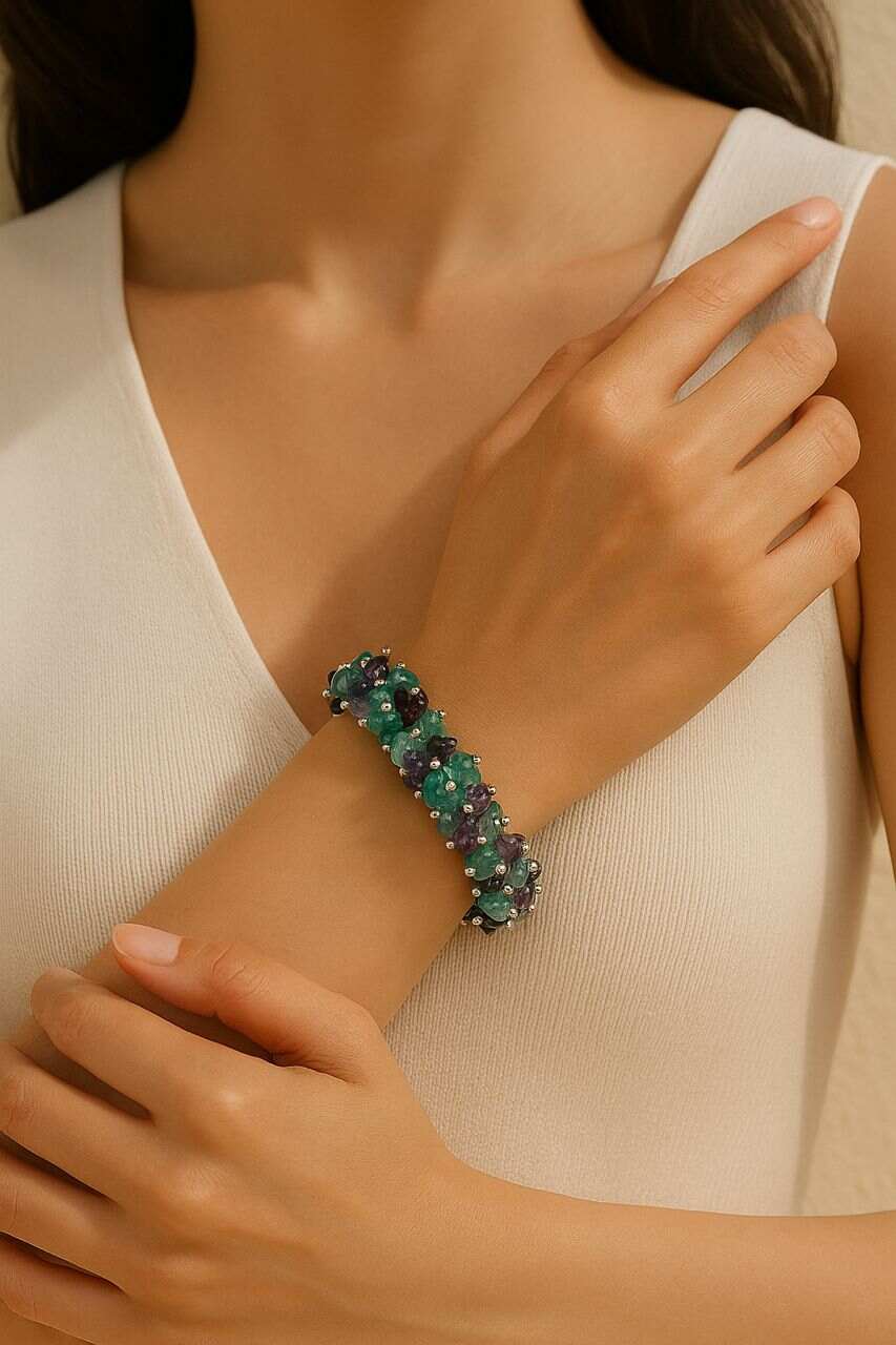 دستبند فلوریت جواهری دستساز سوبی گالری