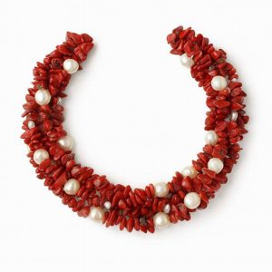 گردنبند مرجان و مروارید چند لاین سوبی گالری